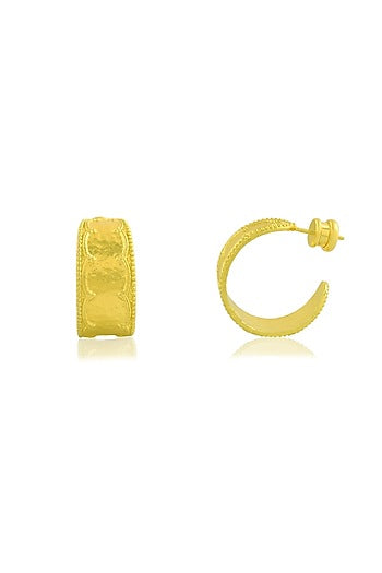 Gold Finish Stately Hoop Earrings