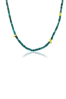Gold Finish Turquoise Beaded Necklace