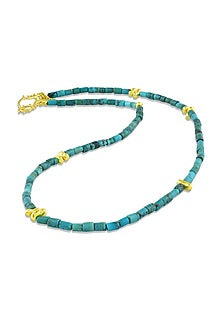 Gold Finish Turquoise Beaded Necklace