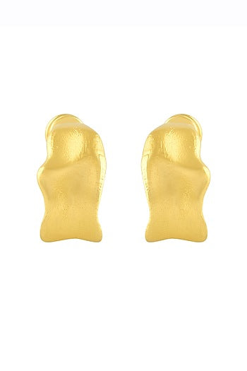 Gold Finish Mini Crimped Hoop Earrings