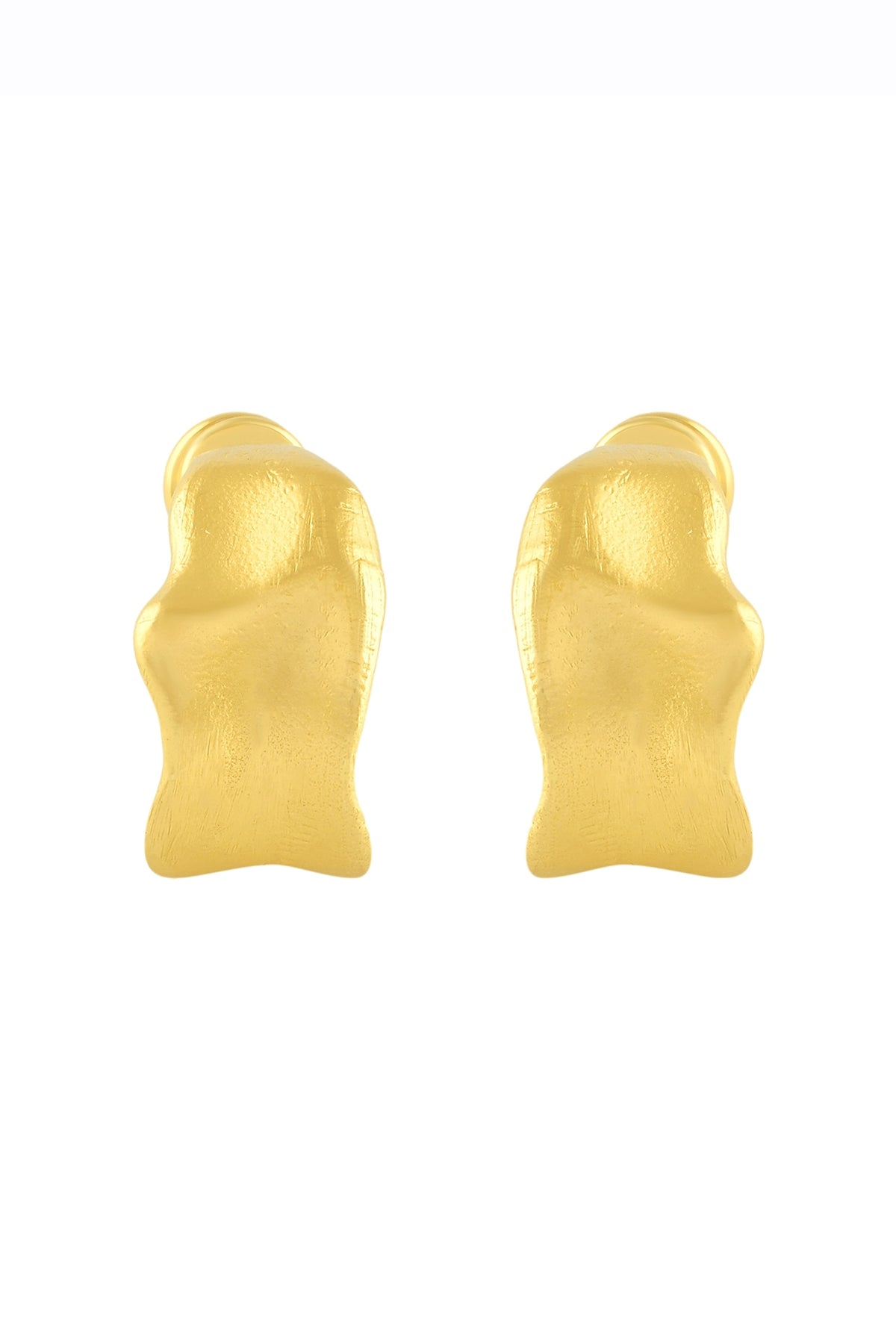 Gold Finish Mini Crimped Hoop Earrings