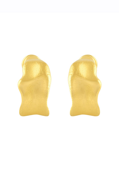 Gold Finish Mini Crimped Hoop Earrings