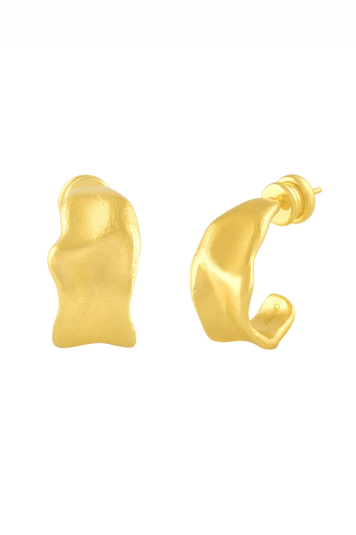Gold Finish Mini Crimped Hoop Earrings