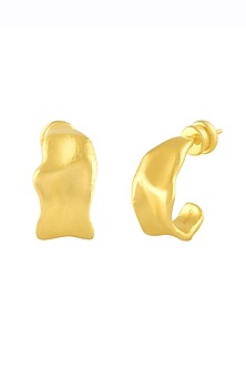 Gold Finish Mini Crimped Hoop Earrings