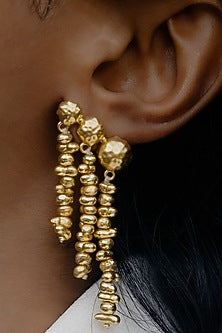 Gold Finish Molten Drop Earrings