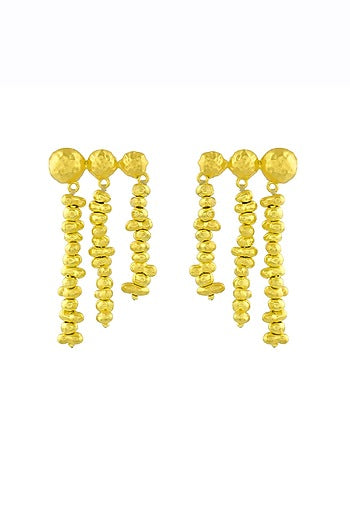 Gold Finish Molten Drop Earrings