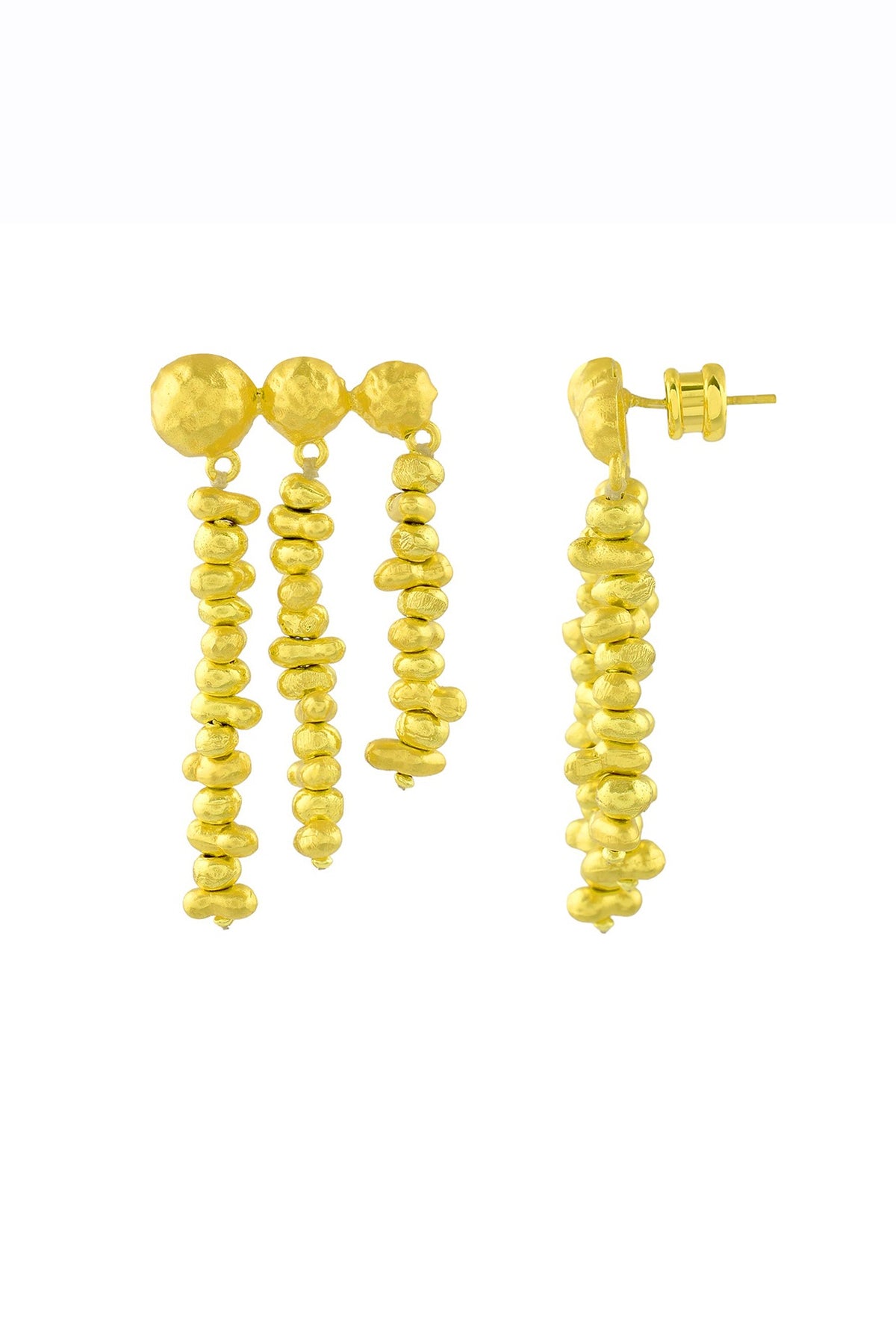 Gold Finish Molten Drop Earrings