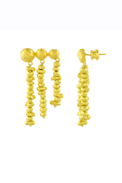 Gold Finish Molten Drop Earrings