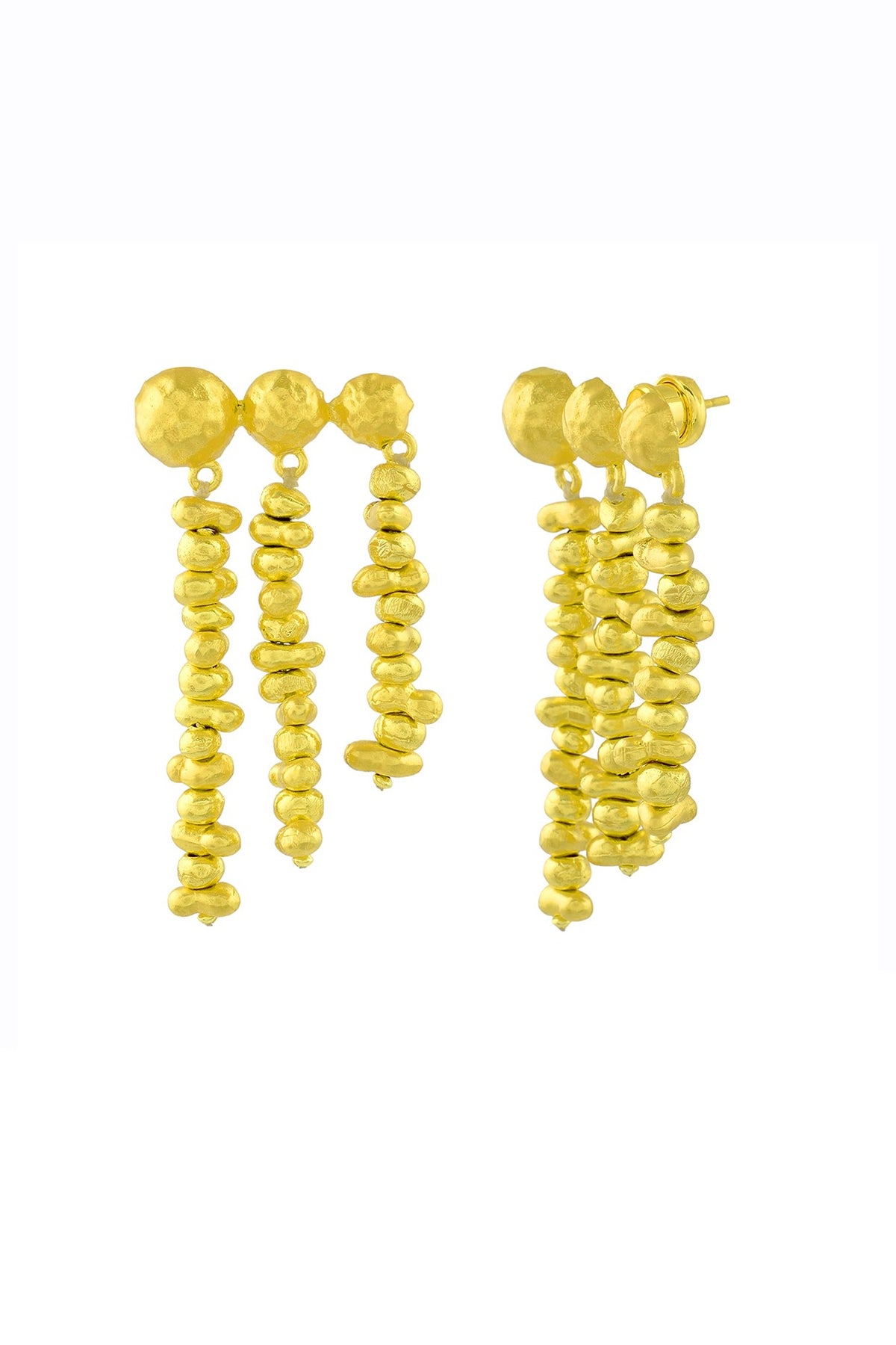 Gold Finish Molten Drop Earrings
