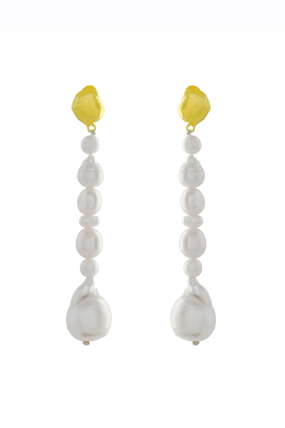 Gold Finish Pearl Drop Earrings