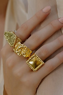 Gold Finish Granulated Signature Ring
