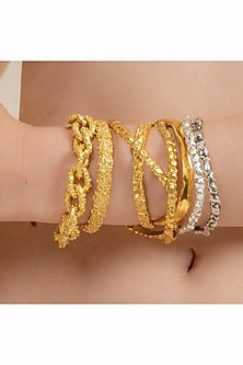 Gold Finish Textured Rowdy Bangle