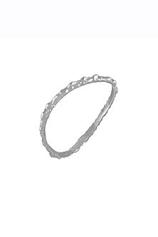 Silver Finish Textured Rowdy Bangle In Sterling Silver
