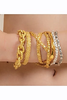 Silver Finish Textured Rowdy Bangle In Sterling Silver