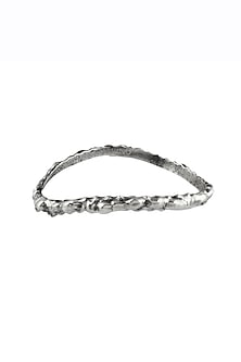 Silver Oxidised Finish Textured Rowdy Bangle