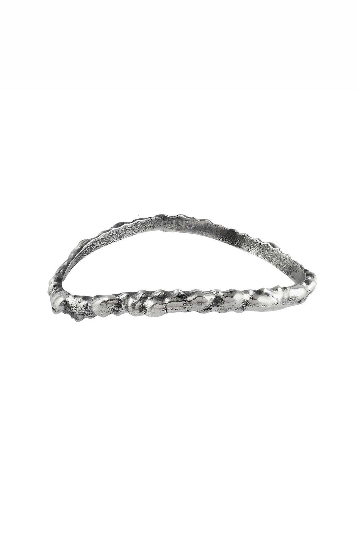 Silver Oxidised Finish Textured Rowdy Bangle