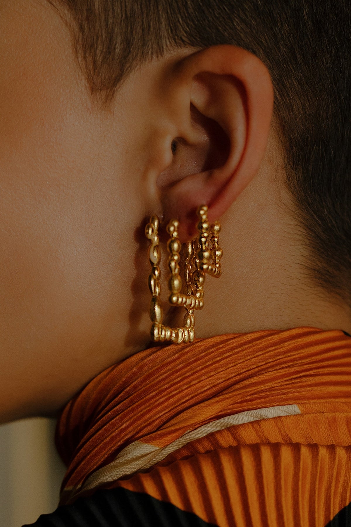 Gold Finish Rowdy Rectangle Huggie Earrings