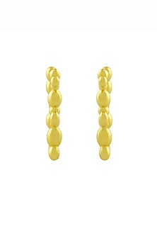 Gold Finish Rowdy Rectangle Huggie Earrings