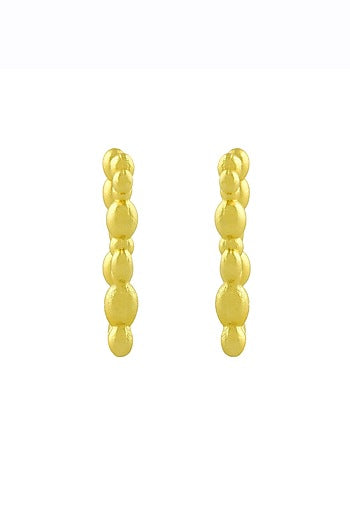 Gold Finish Rowdy Rectangle Huggie Earrings