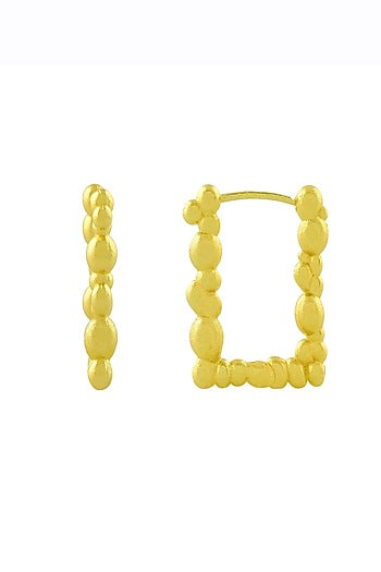 Gold Finish Rowdy Rectangle Huggie Earrings