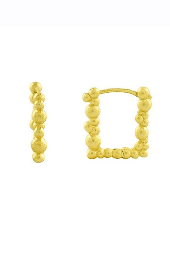 Gold Finish Rowdy Rectangle Huggie Earrings