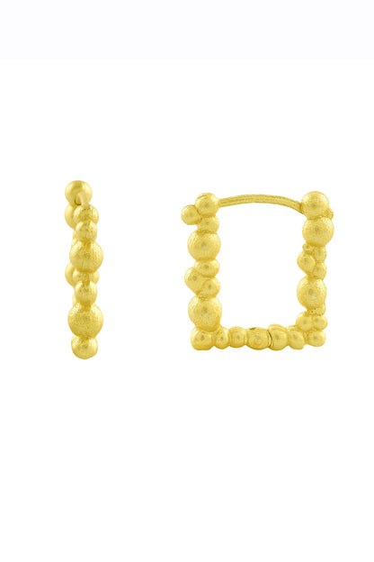 Gold Finish Rowdy Rectangle Huggie Earrings