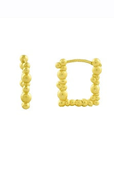 Gold Finish Rowdy Rectangle Huggie Earrings