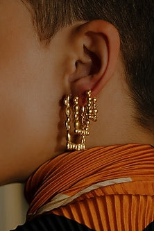 Gold Finish Rowdy Rectangle Huggie Earrings