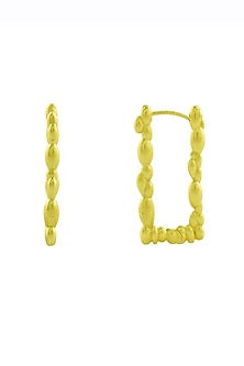 Gold Finish Rowdy Rectangle Huggie Earrings