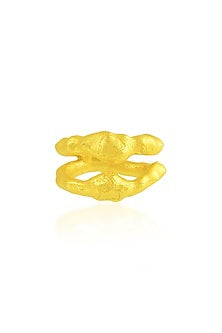 Gold Finish Molten Dual Band Ring