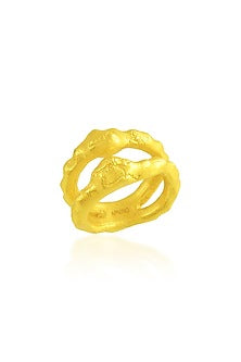 Gold Finish Molten Dual Band Ring