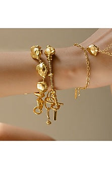 Gold Finish Molten Nugget Bracelet