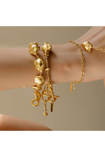 Gold Finish Molten Nugget Bracelet