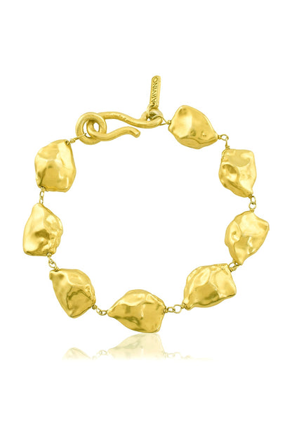 Gold Finish Molten Nugget Bracelet