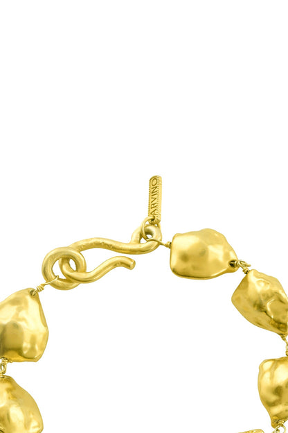 Gold Finish Molten Nugget Bracelet