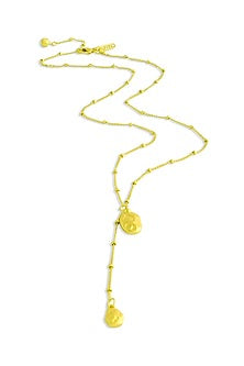 Gold Finish Solid Drop Charm Necklace
