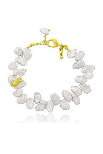 Gold Finish Pratapgarhi Melted Baroque Pearl Bracelet