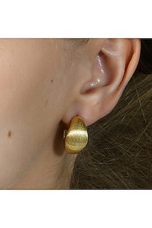 Gold Finish Pratapgarhi Striated Mini Hoop Earrings