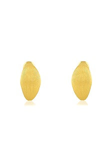 Gold Finish Pratapgarhi Striated Mini Hoop Earrings