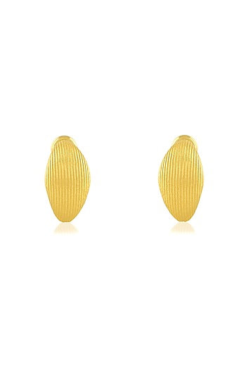 Gold Finish Pratapgarhi Striated Mini Hoop Earrings