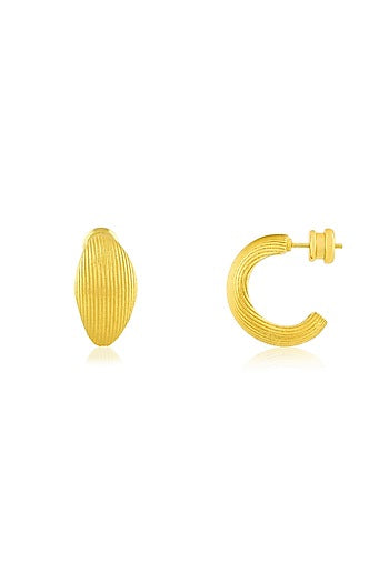 Gold Finish Pratapgarhi Striated Mini Hoop Earrings