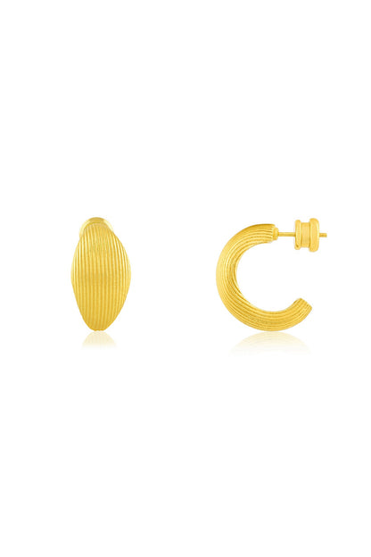 Gold Finish Pratapgarhi Striated Mini Hoop Earrings