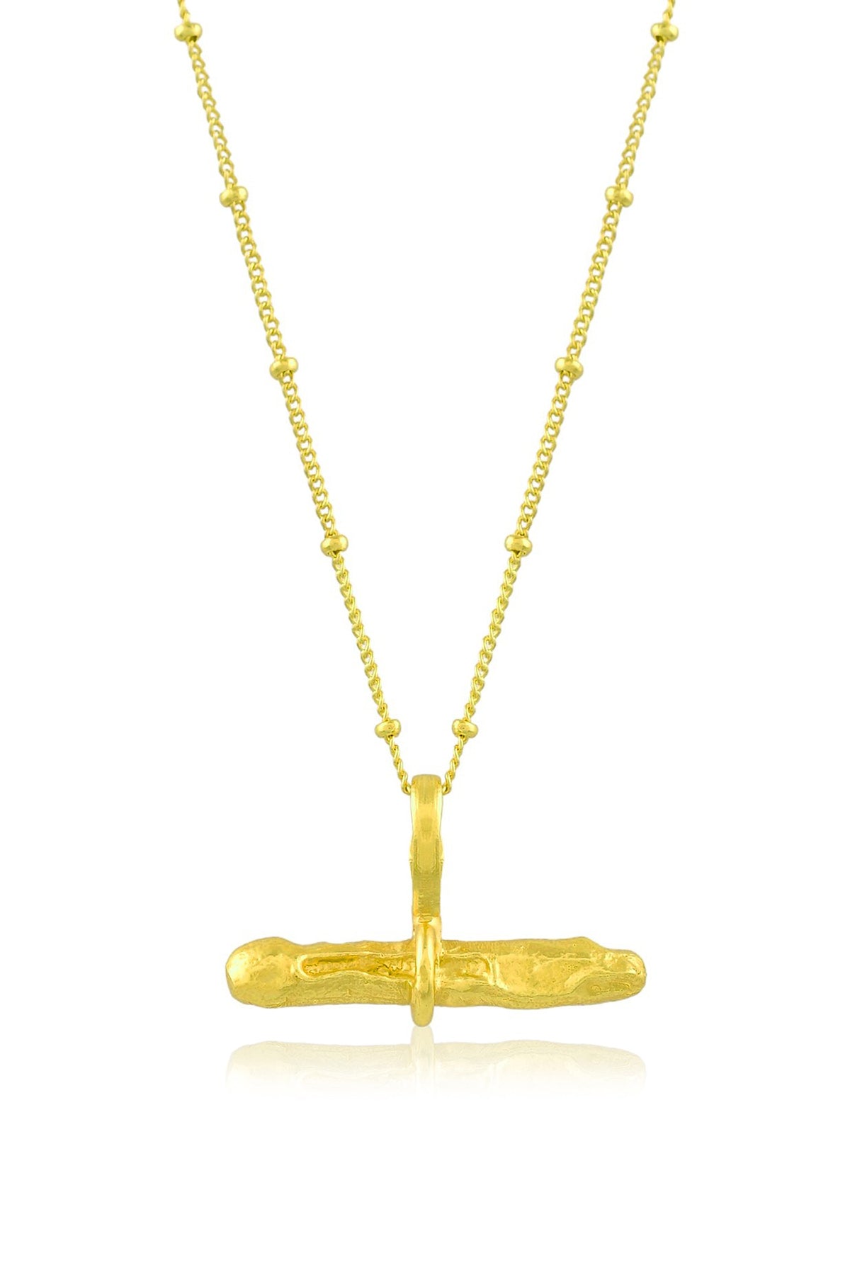 Gold Finish Cylindrical Bar Necklace