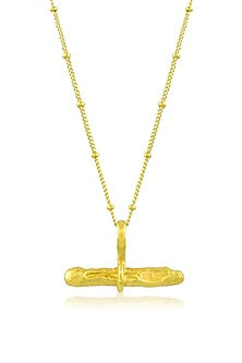 Gold Finish Cylindrical Bar Necklace