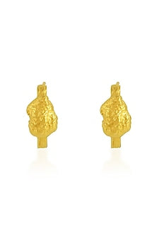 Gold Finish Solid Nugget Hoop Earrings