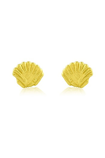 Gold Finish Seashell Large Stud Earrings