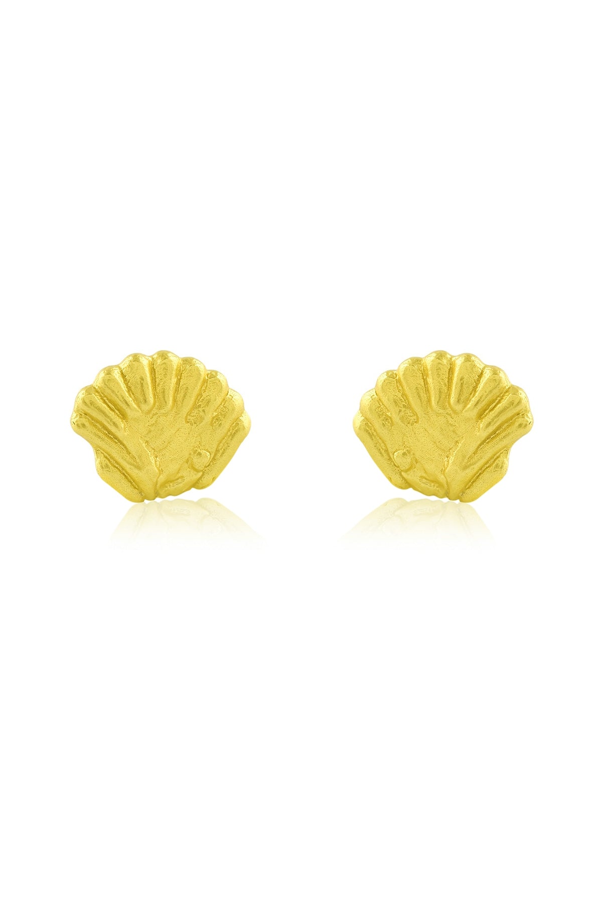 Gold Finish Seashell Large Stud Earrings