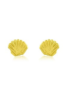 Gold Finish Seashell Large Stud Earrings