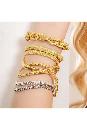 Gold Finish Textured Rowdy Bangle