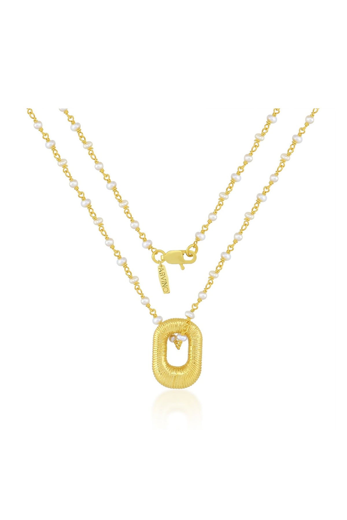 Gold Finish Pearl Pendant Necklace